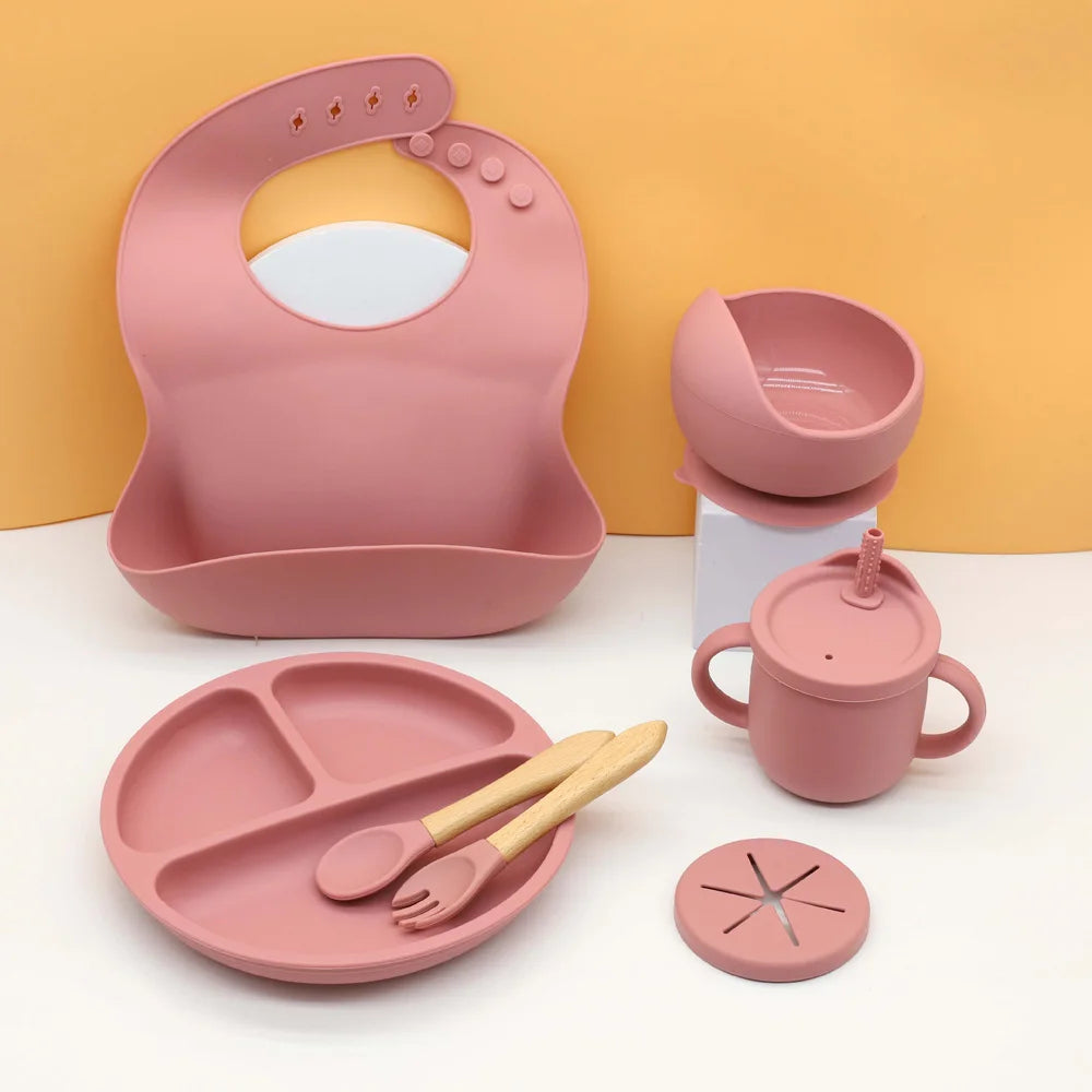7pcs baby silicone tableware set