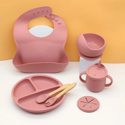 7pcs baby silicone tableware set