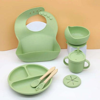 7pcs baby silicone tableware set