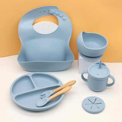 7pcs baby silicone tableware set