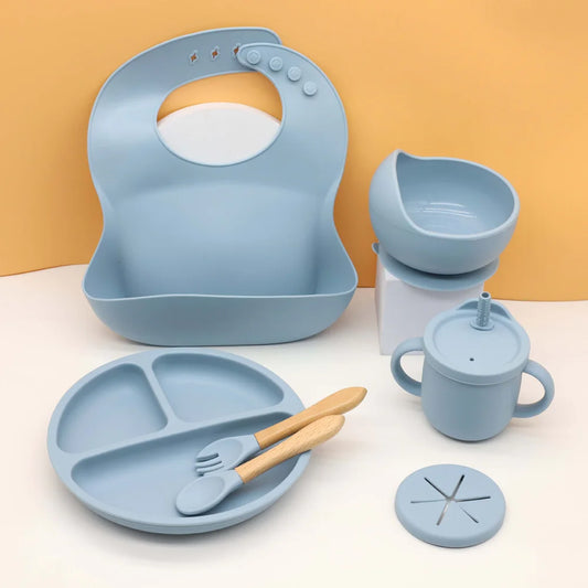 7pcs baby silicone tableware set